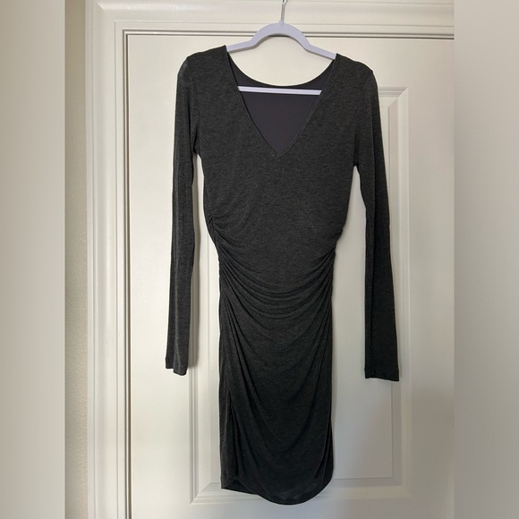 Guess Gray Ruched Long Sleeve Bodycon Dress - Picture 2 of 6